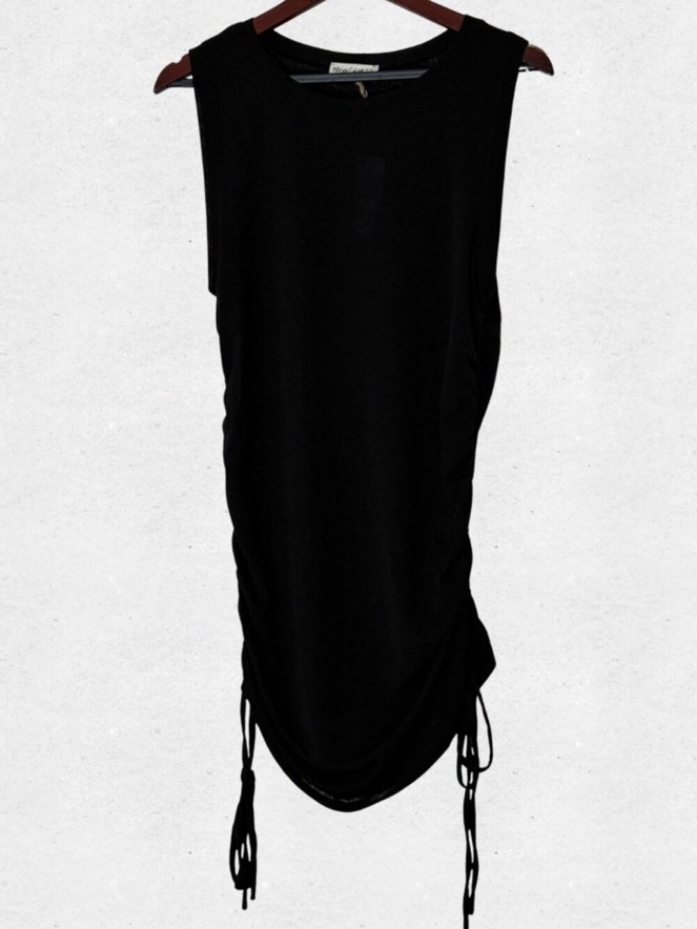 NWT Black Mesh Ruched Drawstring Bodycon Mini Dress New In Very J Large Coverup